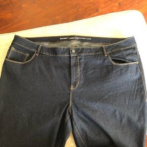 Super skinny, mid-rise dark wash jeans